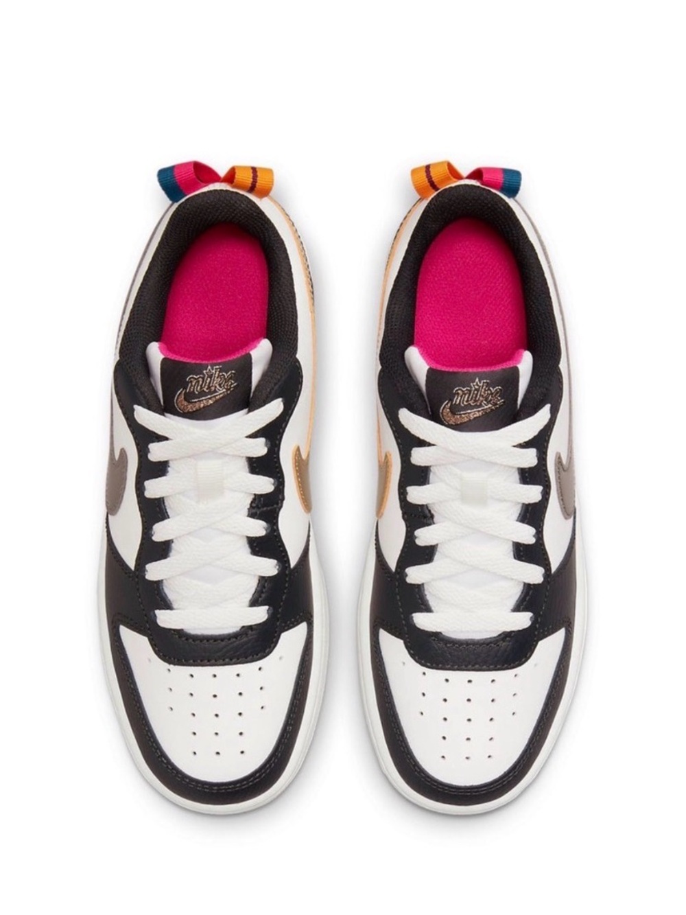Nike Low-Top Sneakers in White, Black, Pink & Gold